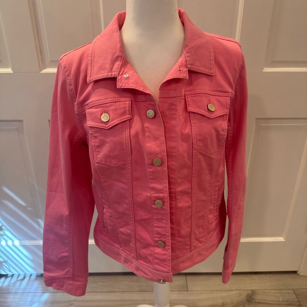 Talbots Pink Denim Jacket Sz L - Picture 9 of 16